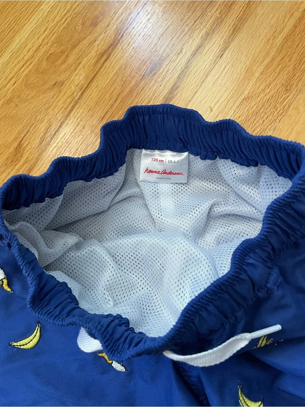 Hanna Andersson boys blue banana swim shorts / trunks - sz 120cm (US 6-7)